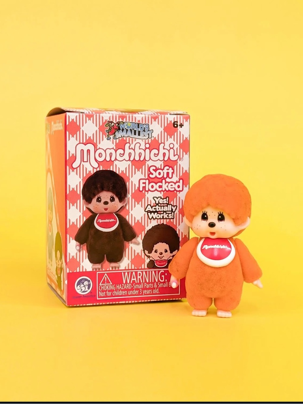 Monchhichi orange World's Smallest Flocked Collectible Figure Blind Box